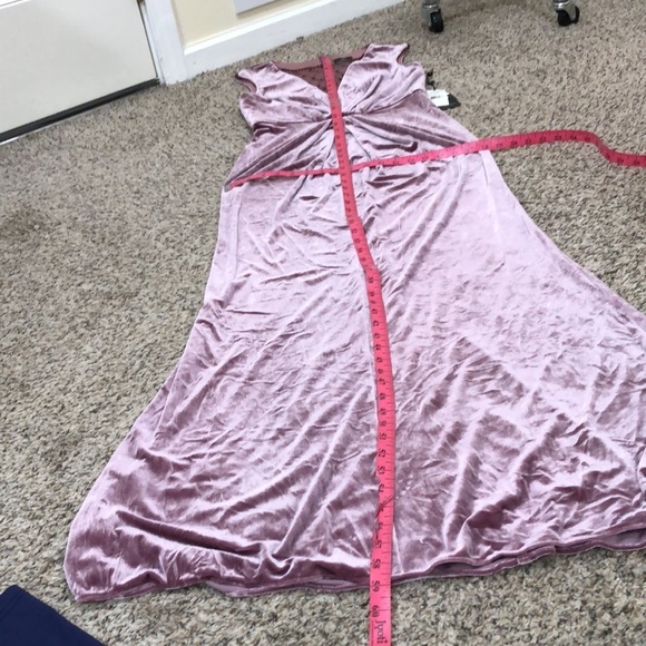 NWT Adrianna Papell Maxi Dress Size 4 Mauve Rose Pink Velvet Beaded Mermaid Gown - Picture 10 of 10